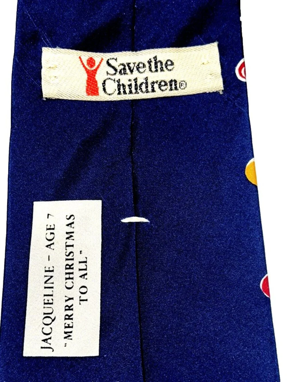 Save the Children Silk Christmas Tie USA 90s Art-to-Wear Vintage Holiday 56 x 4